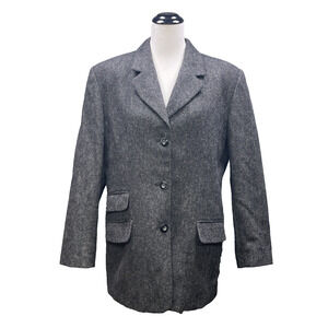 Vtg Character Suburban Wear W 18 Grey 100% Wool Speckled Tweed Blazer Classic